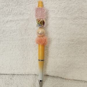 Colorful Beaded Pen with Pom Pom
